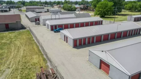 Row of outdoor units at Portland Storage Units on Pearl Street.