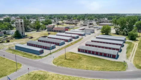 Aerial view of Portland Storage Units on Pearl Street.