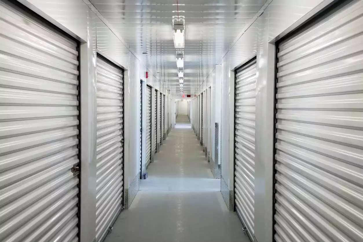  The inside of a self storage facility.